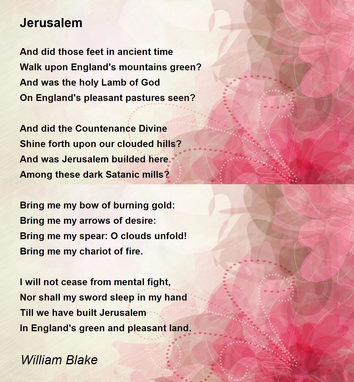 Jerum Poem By William Blake