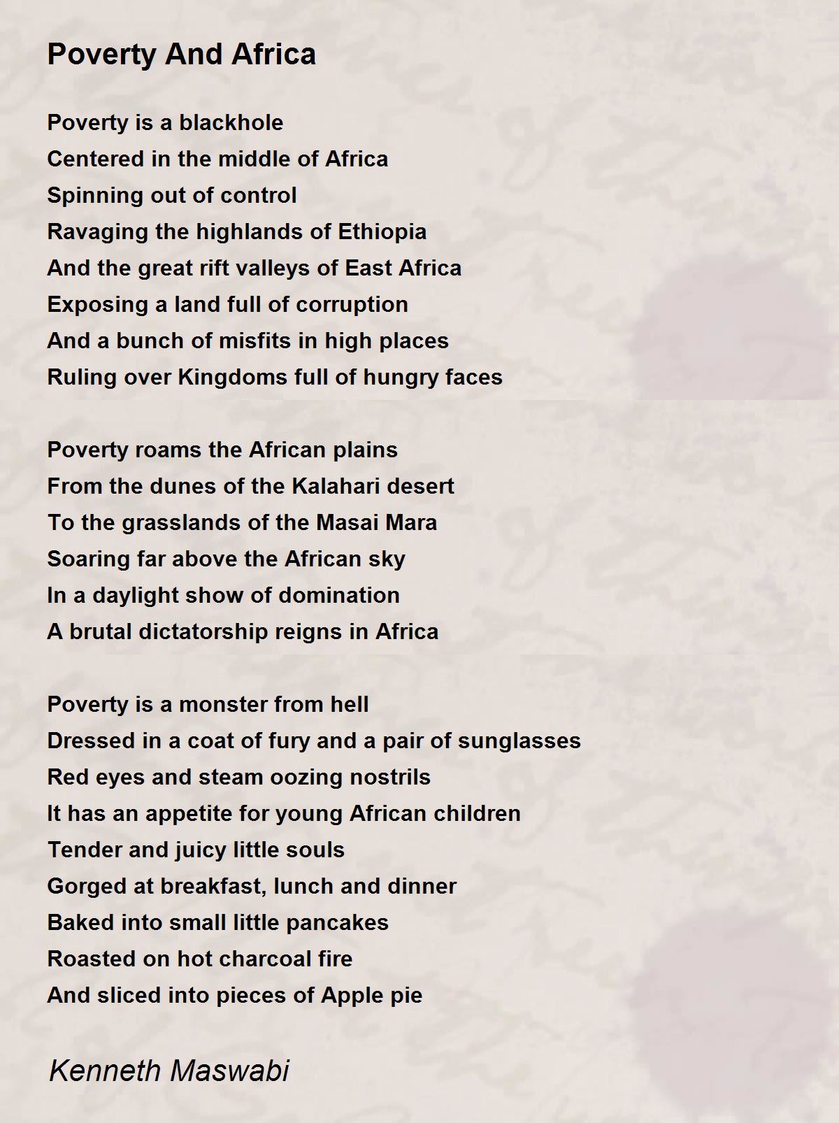 poverty poem analysis