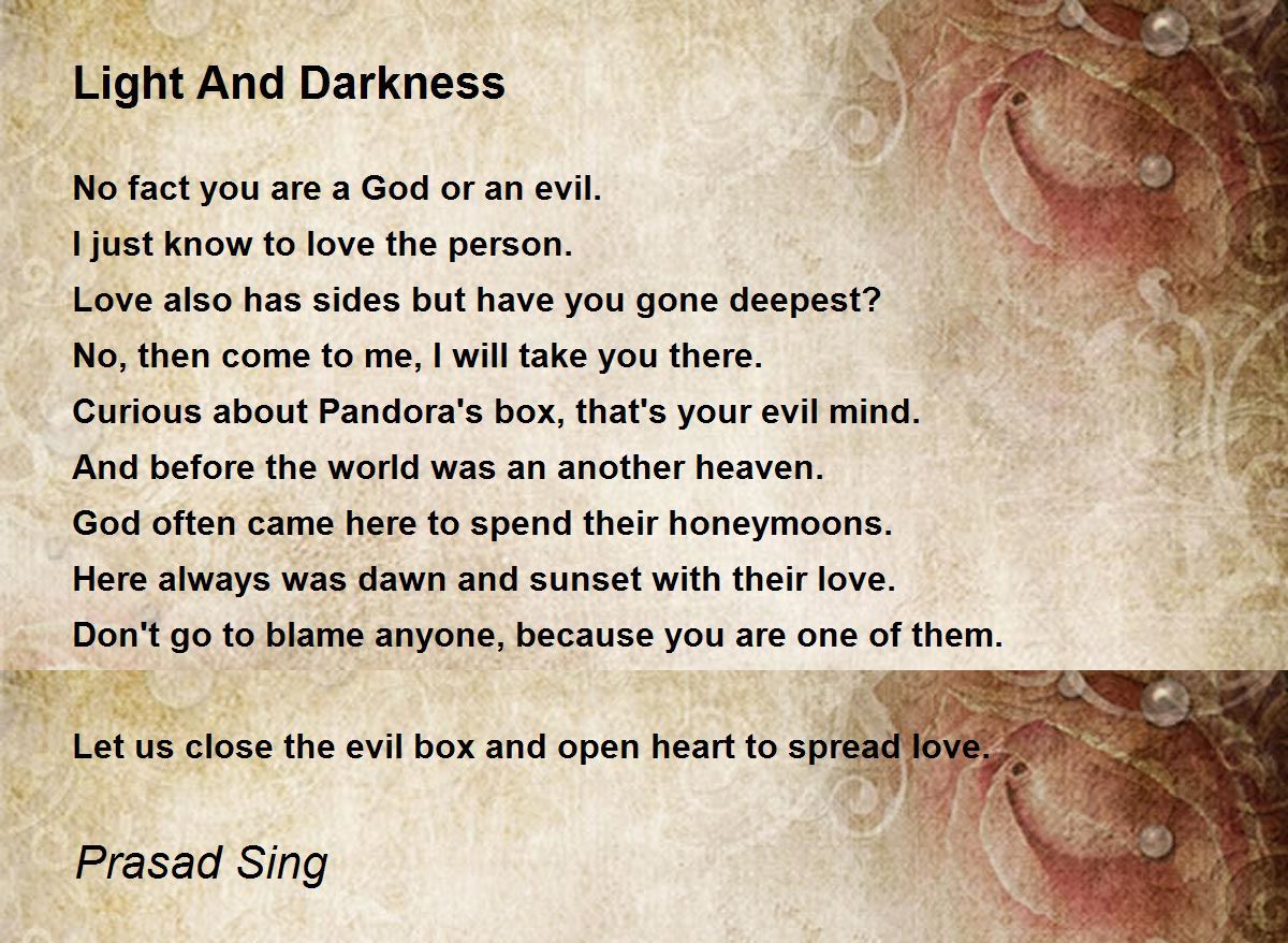 Light And Darkness Poem By Prasad Sing
