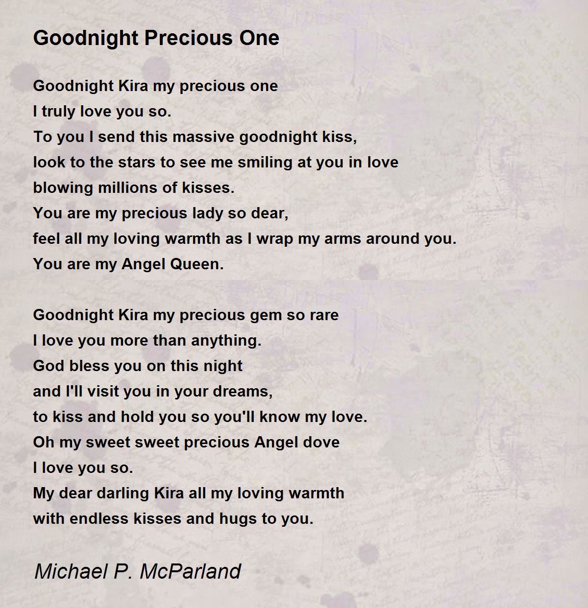 Goodnight Precious One Goodnight Precious One Poem By Michael P Mcparland Goodnight Precious One Goodnight Precious One Poem By Michael P Mcparland
