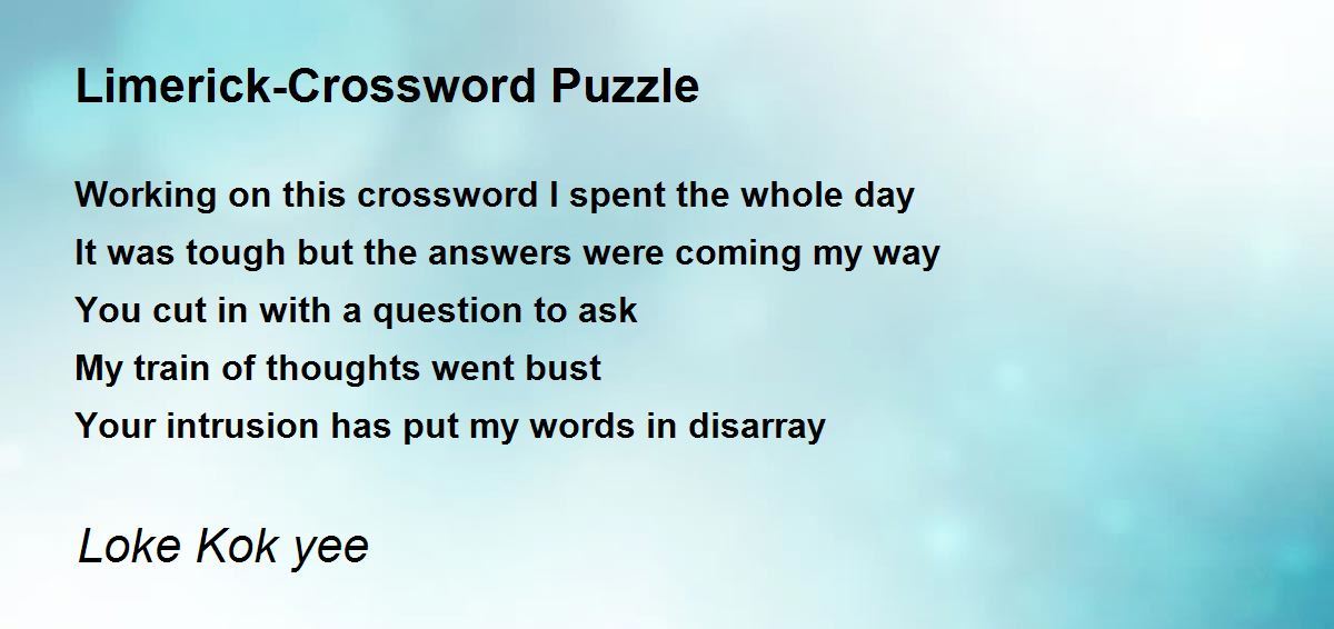 Limerick-Crossword Puzzle - Limerick-Crossword Puzzle Poem by ...