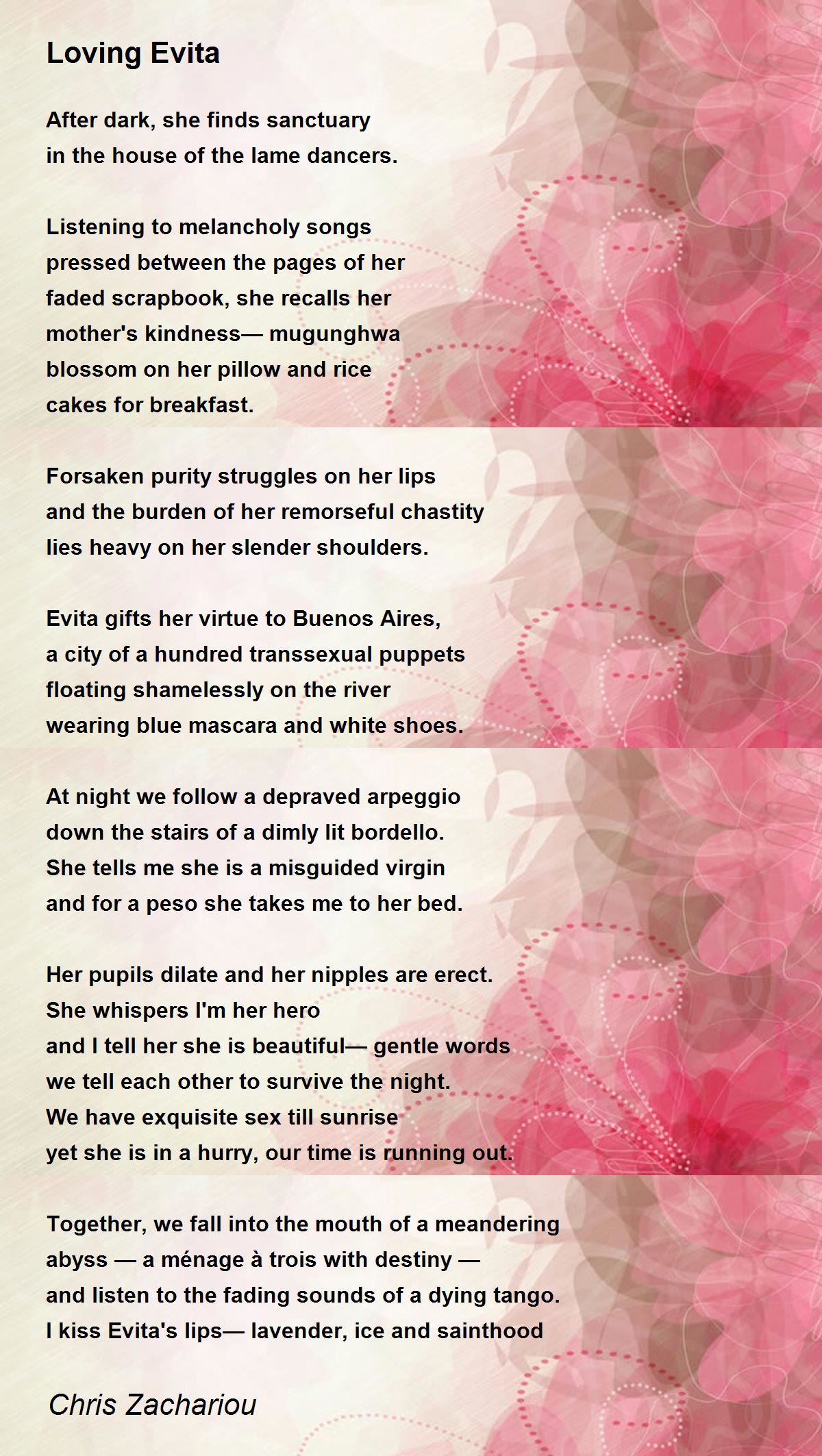 Loving Evita Loving Evita Poem by Chris Zachariou 