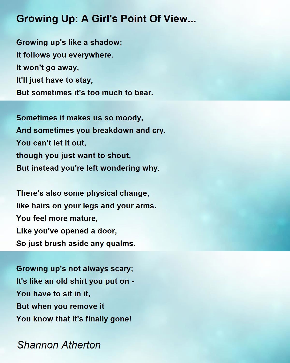 Growing Up - Growing Up Poem by Stefanie Anonymous