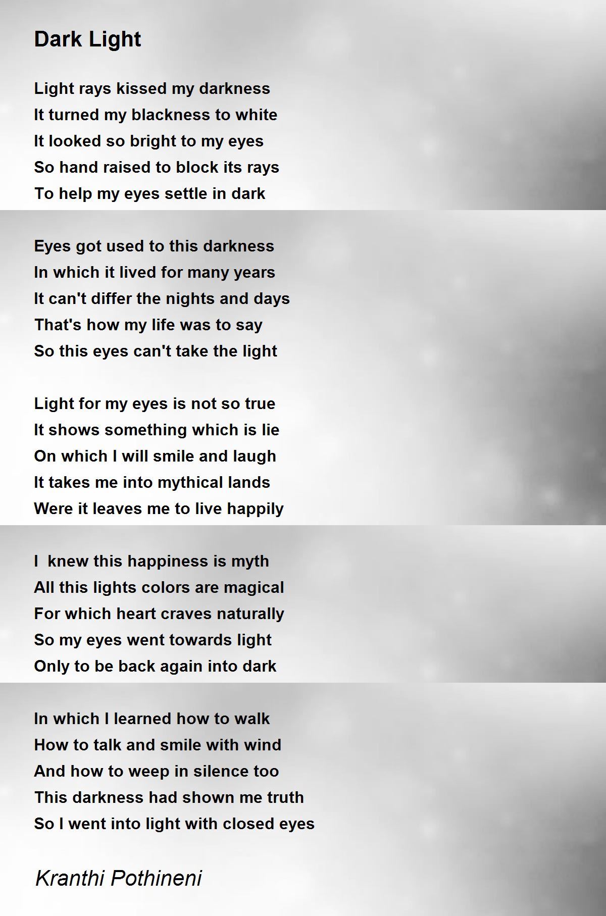 Dark Light Poem By Kranthi Pothineni