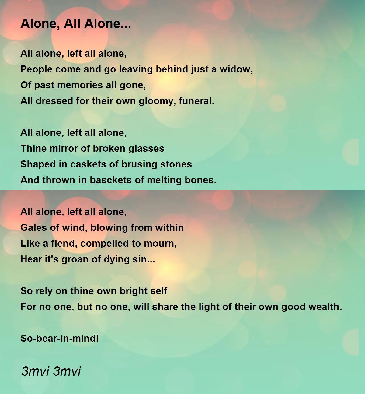 Alone (Lyrics) - Alone (Lyrics) Poem by Sharon 333