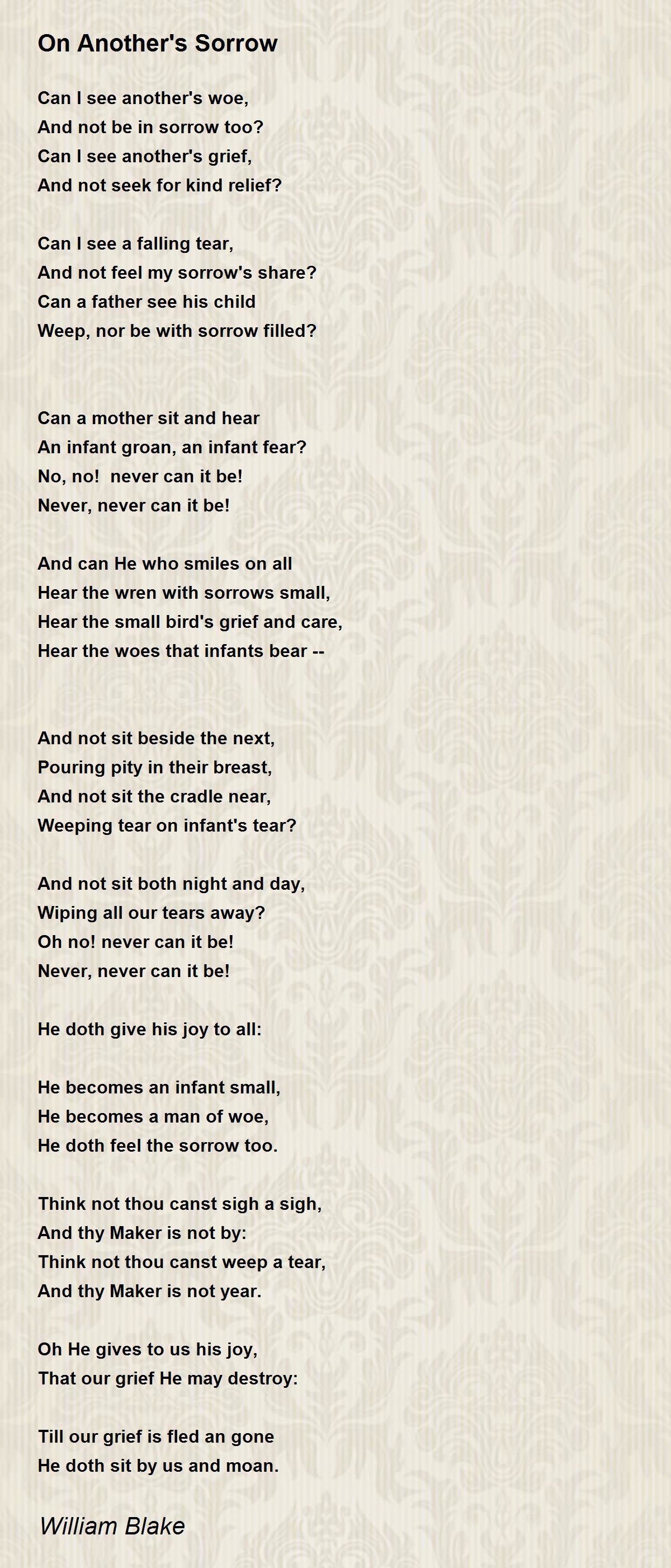 On Another's Sorrow by William Blake - Tweetspeak Poetry