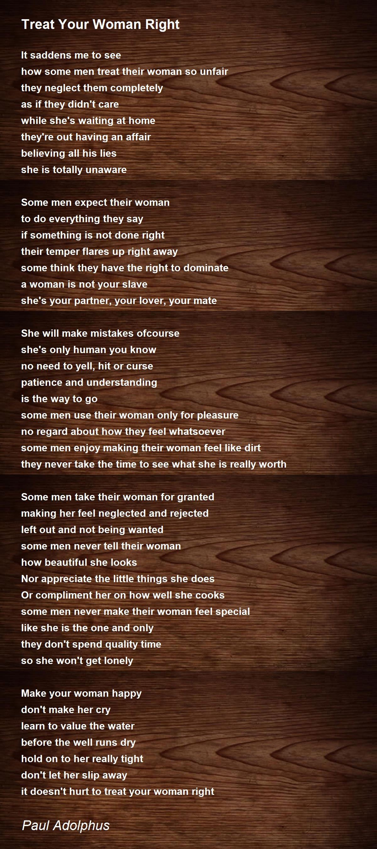 How A Man Should Treat A Woman Poem? 