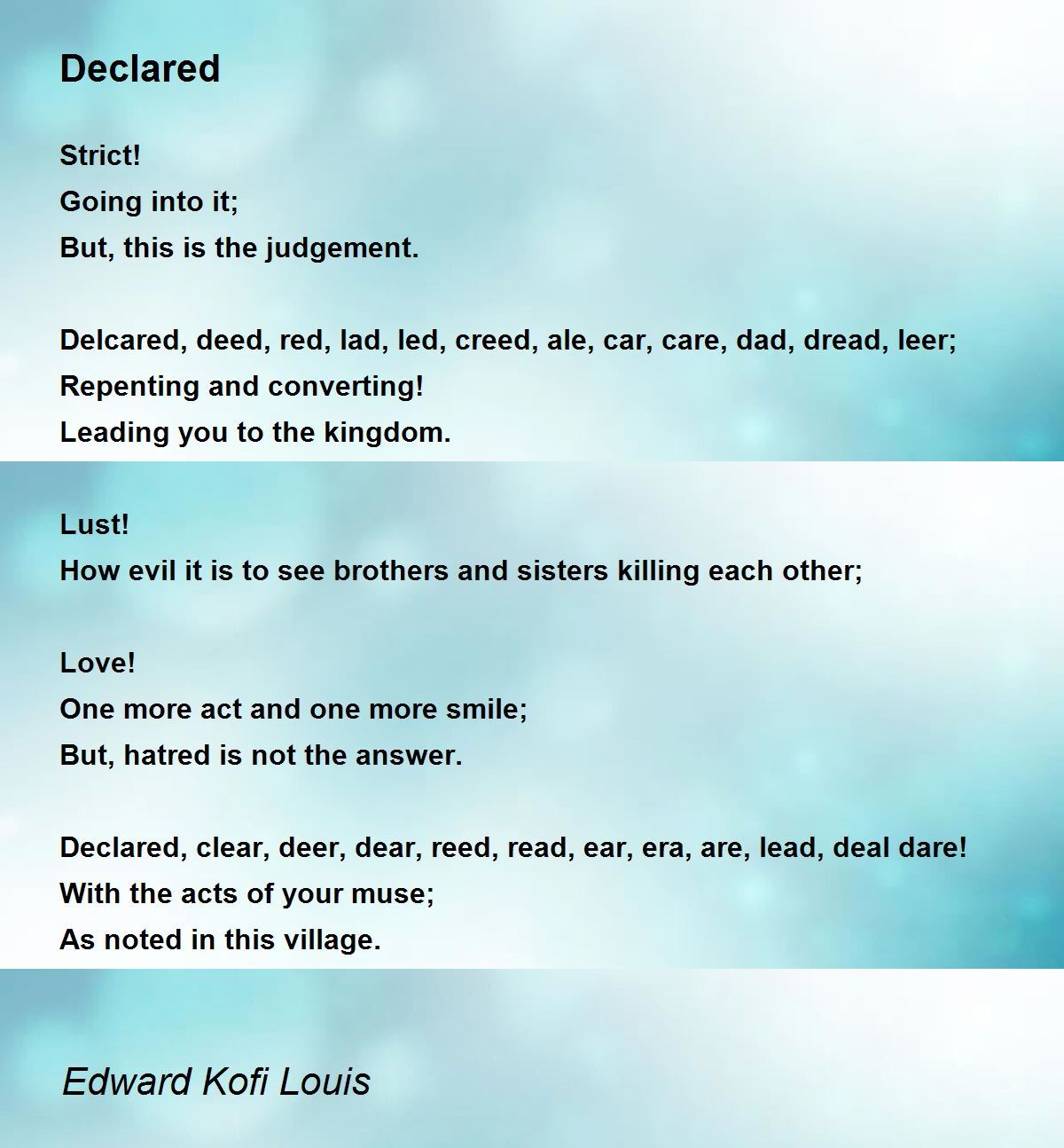 Love Kingdom - Love Kingdom Poem by Edward Kofi Louis