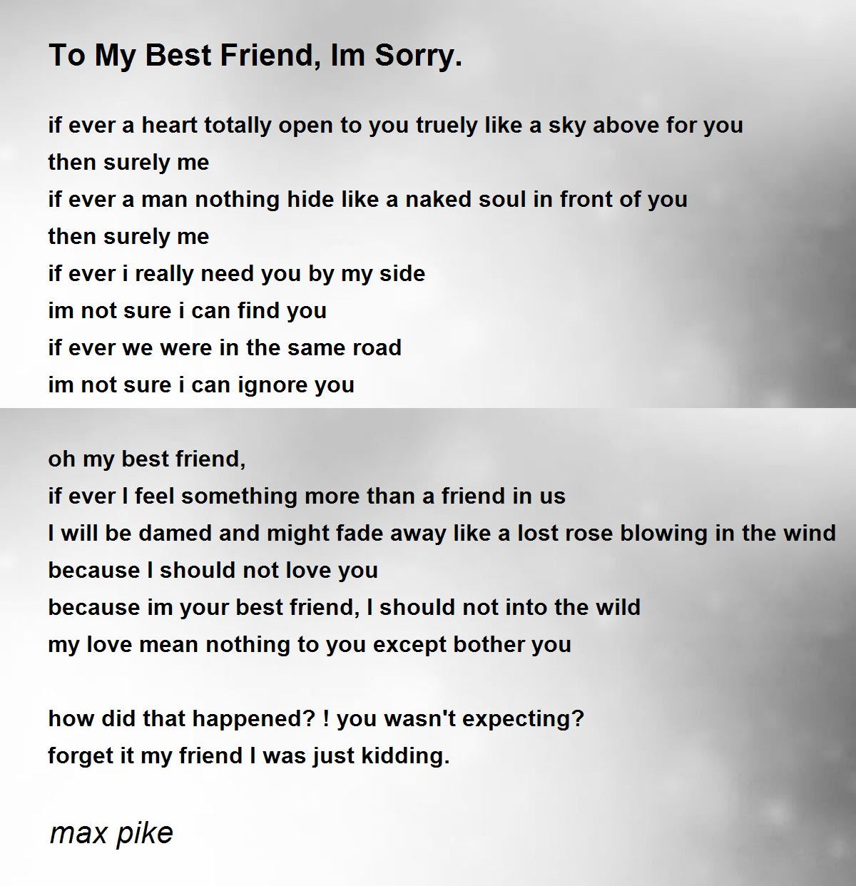 To My Best Friend, Im Sorry. - To My Best Friend, Im Sorry. Poem ...