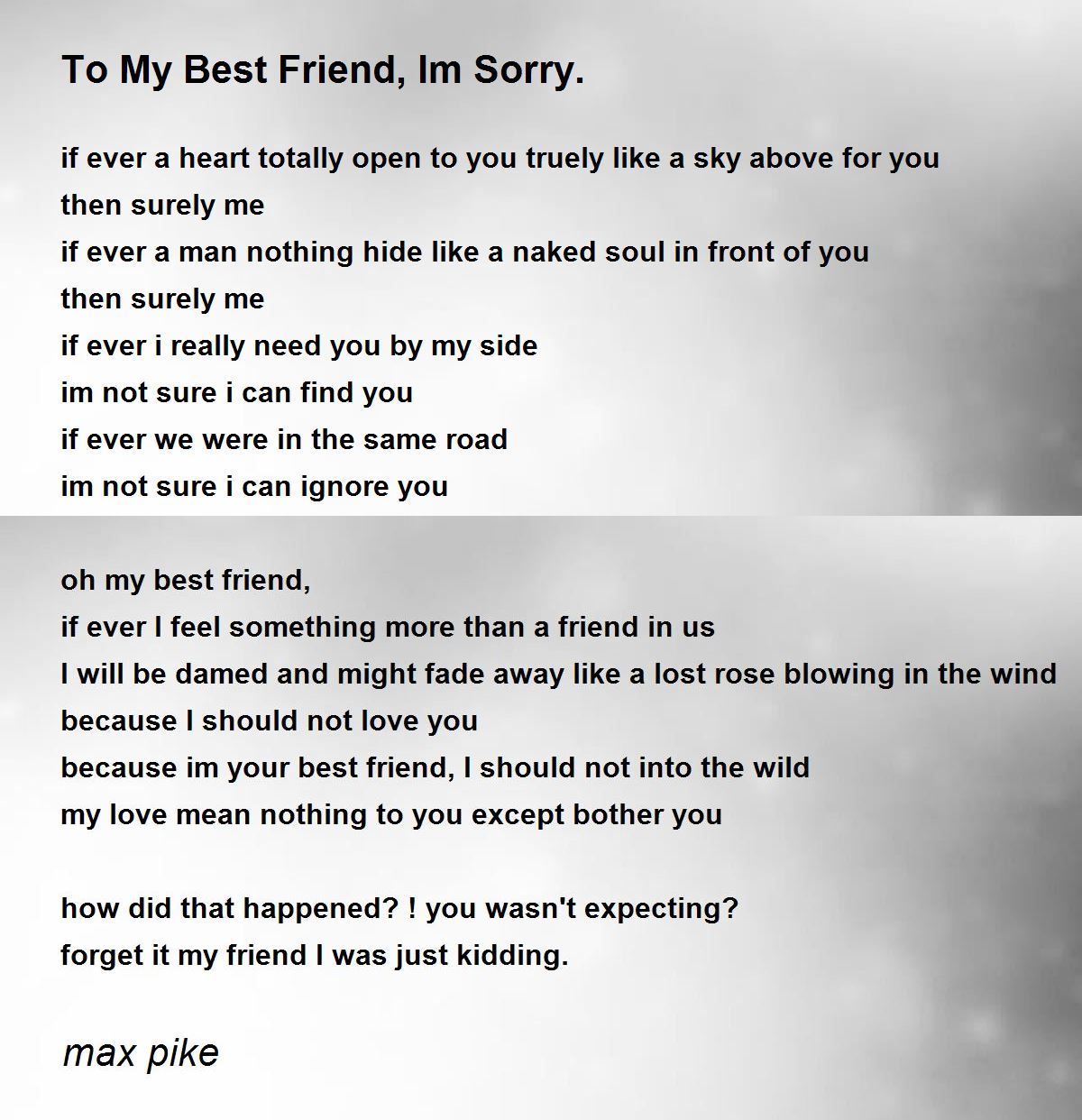 i am sorry poems for friends