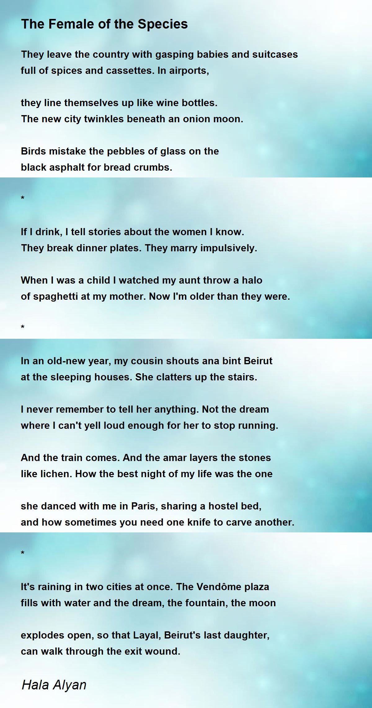 the female of the species poem