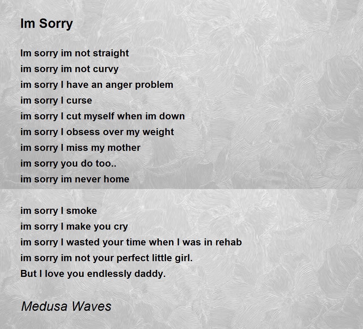 im sorry im not perfect poems