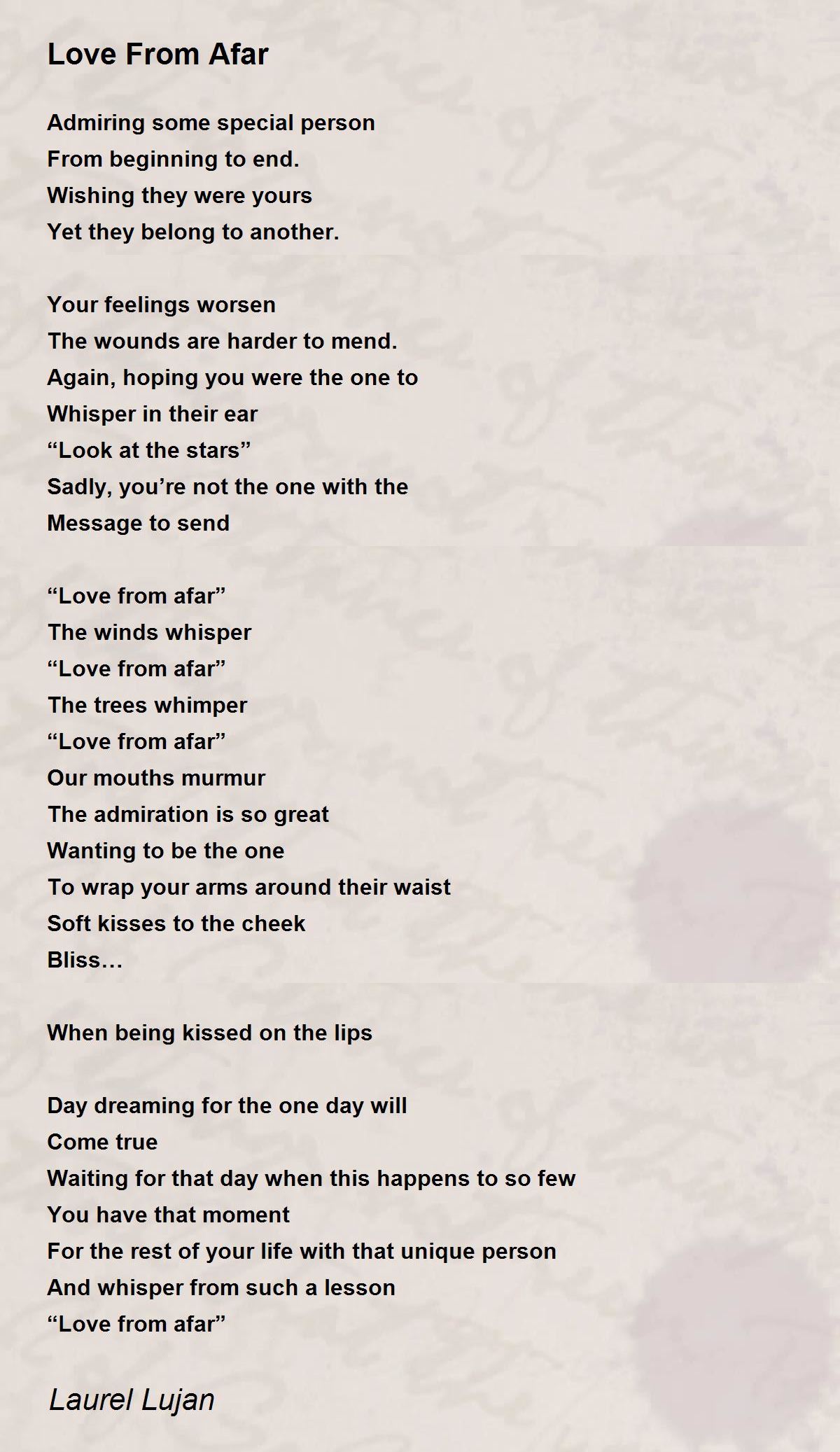 Love From Afar - Love From Afar Poem by Laurel Lujan