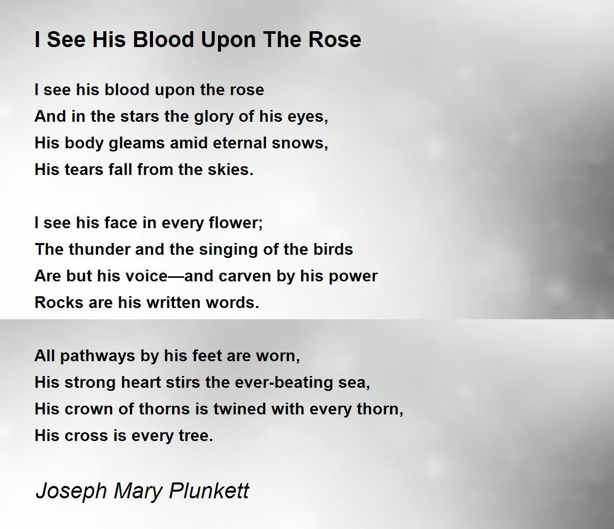 i see his blood upon the rose
