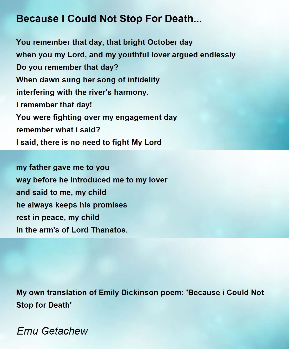 Emily Dickinson Because I Could Not Stop For Death Poem Quote