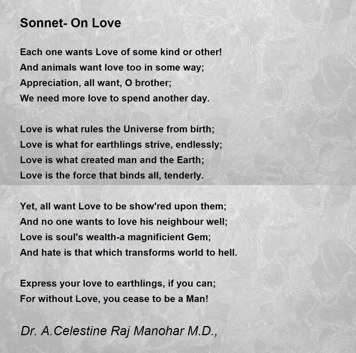 Sonnet: True Love - Sonnet: True Love Poem by Dr John Celes