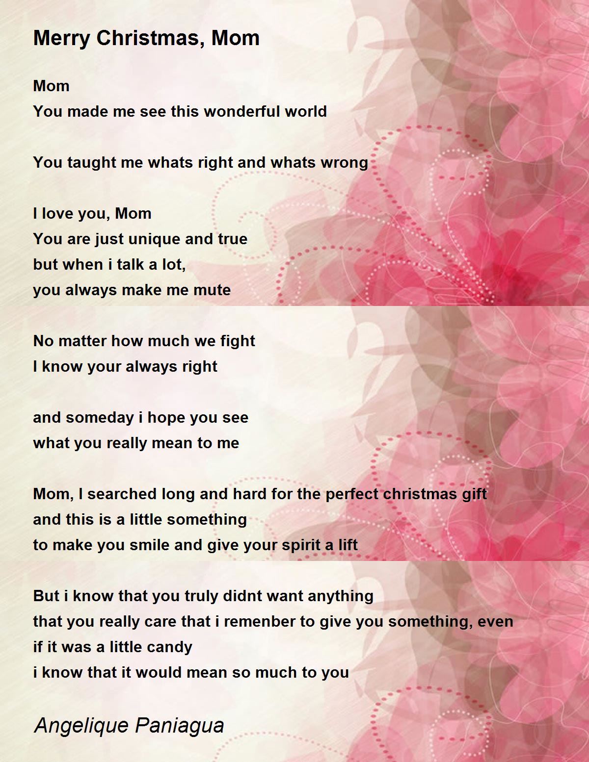 Merry Christmas, Mom - Merry Christmas, Mom Poem by Angelique Paniagua