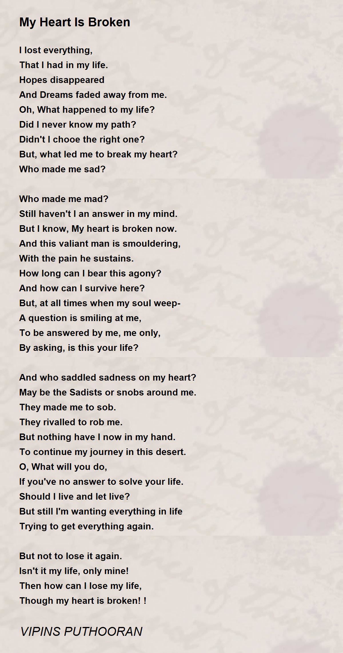 My Heart Broken - My Heart Is Poem by VIPINS PUTHOORAN