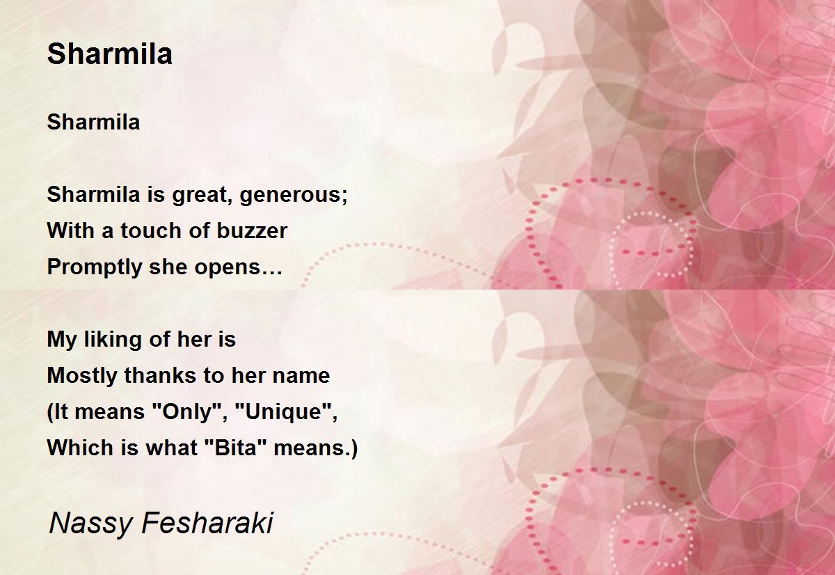 Sharmila - Sharmila Poem by Nassy Fesharaki