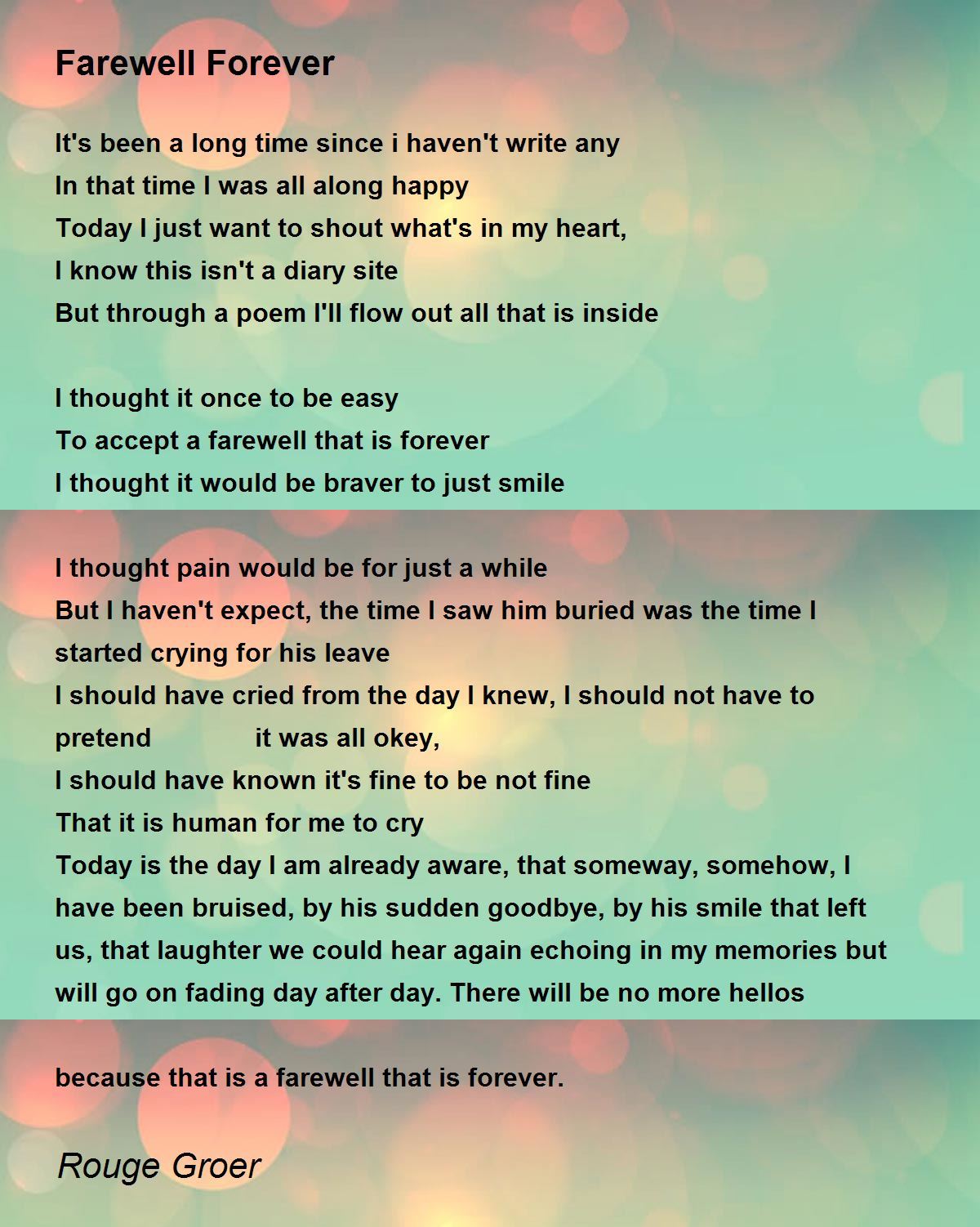 Farewell Forever - Farewell Forever Poem by Rouge Groer