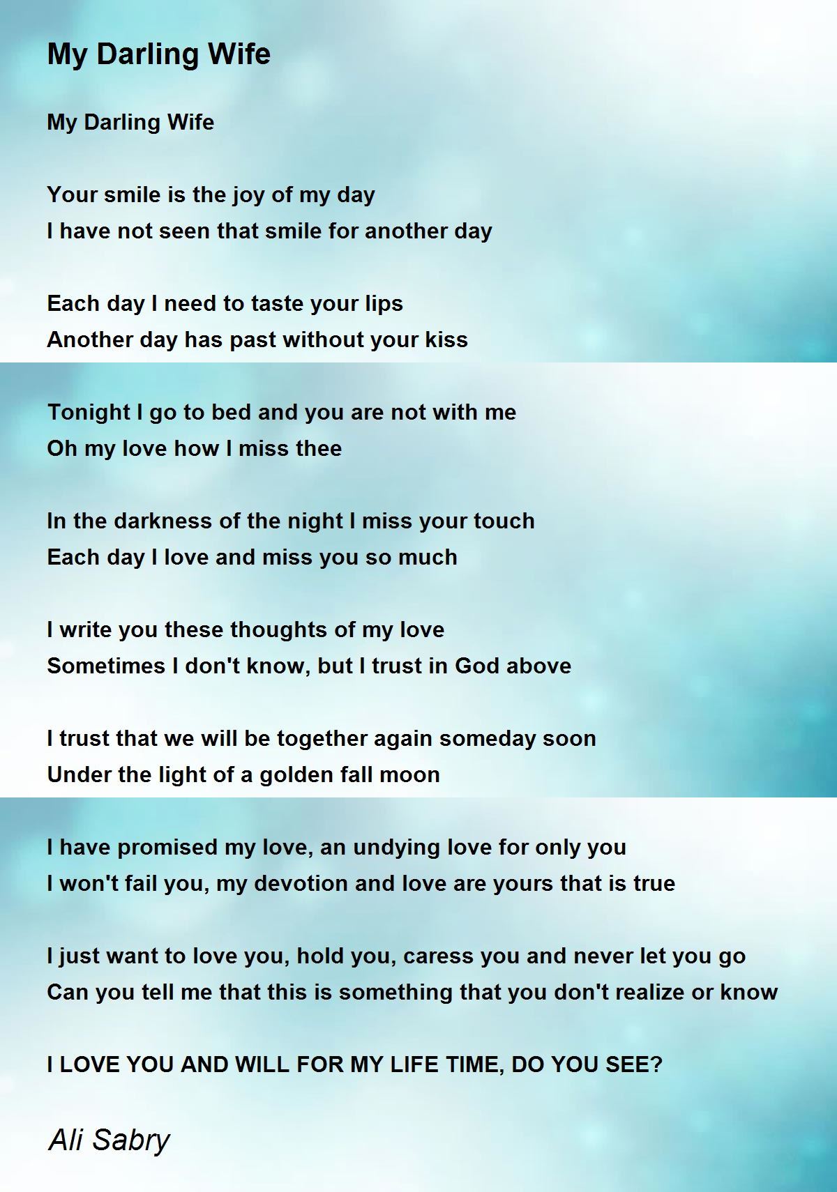 My Darling Wife My Darling Wife Poem By Ali Alqadir