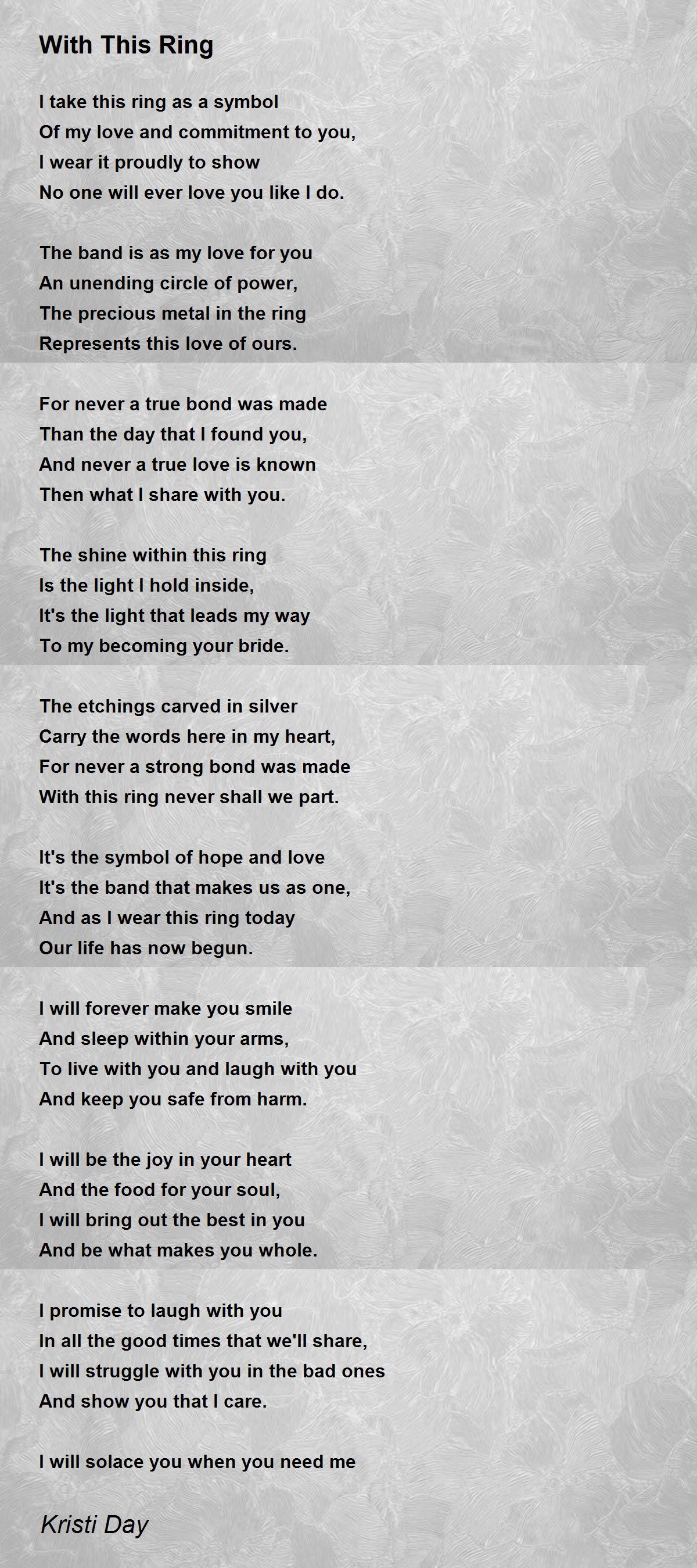 Bewijs Mitt James Dyson With This Ring - With This Ring Poem by Kristi Day