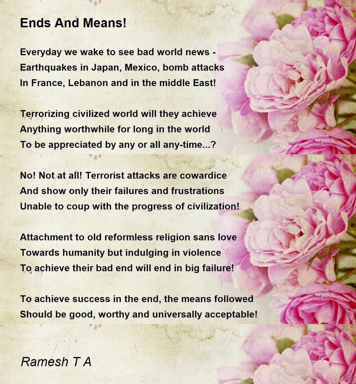 Ends And Means! - Ends And Means! Poem by Ramesh T A