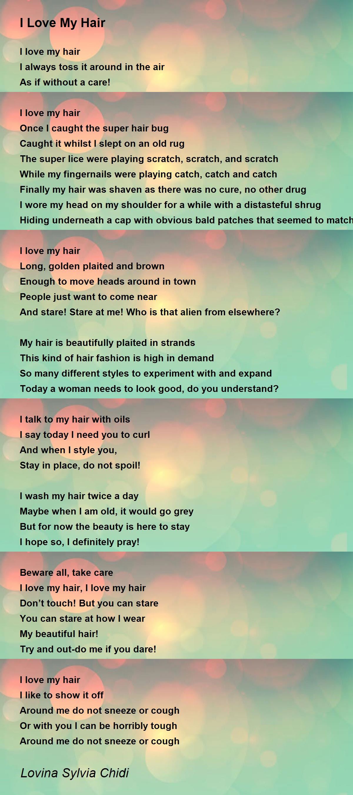 I Love My Hair - I Love My Hair Poem by Sylvia Chidi