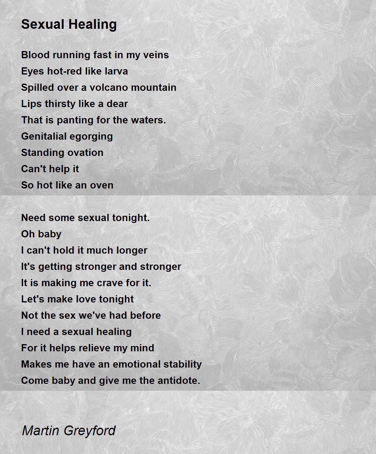 Sexual Healing Sexual Healing Poem by Martin Greyford