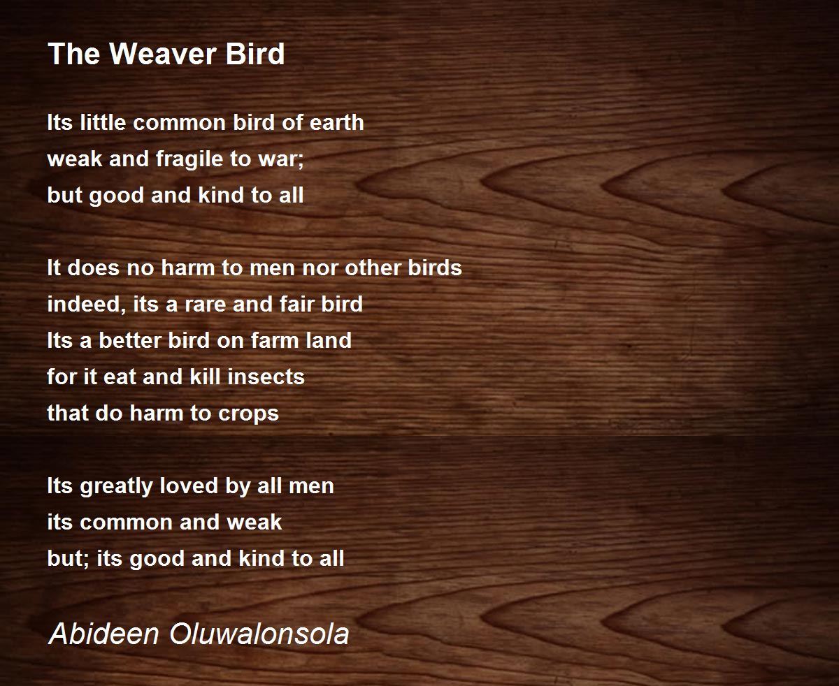 The weaver bird poem summary in Malayalam 