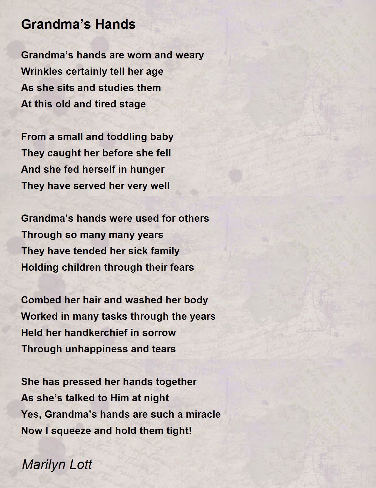 Grandma's Hands - Grandma's Hands Poem by Marilyn Lott