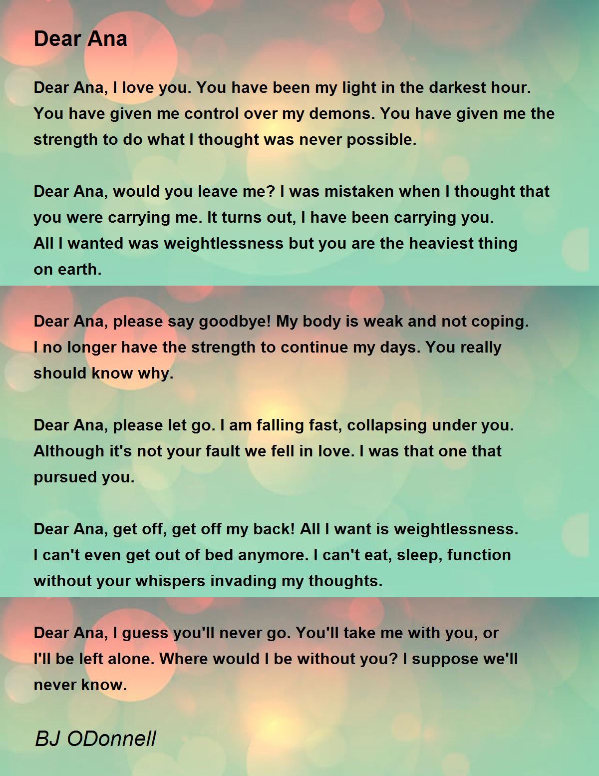 Dear Ana - Dear Ana Poem by BJ ODonnell