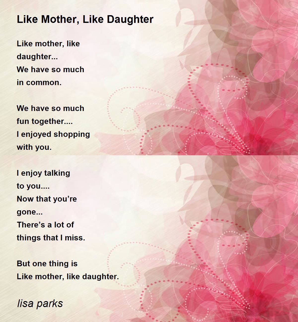 Like Mother, Like Daughter - Like Mother, Like Daughter Poem by