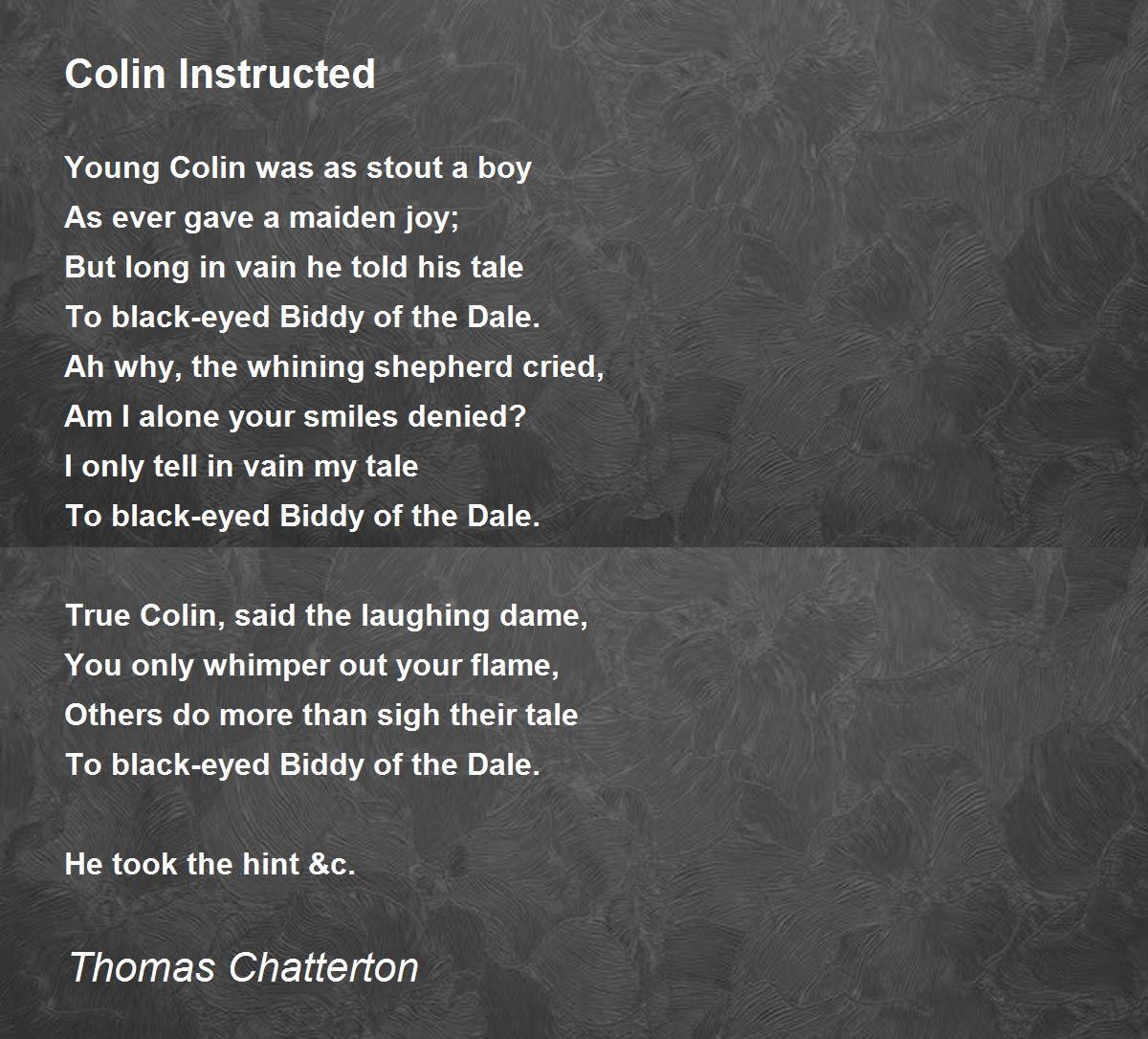 Thomas Chatterton - Poet Thomas Chatterton Poems