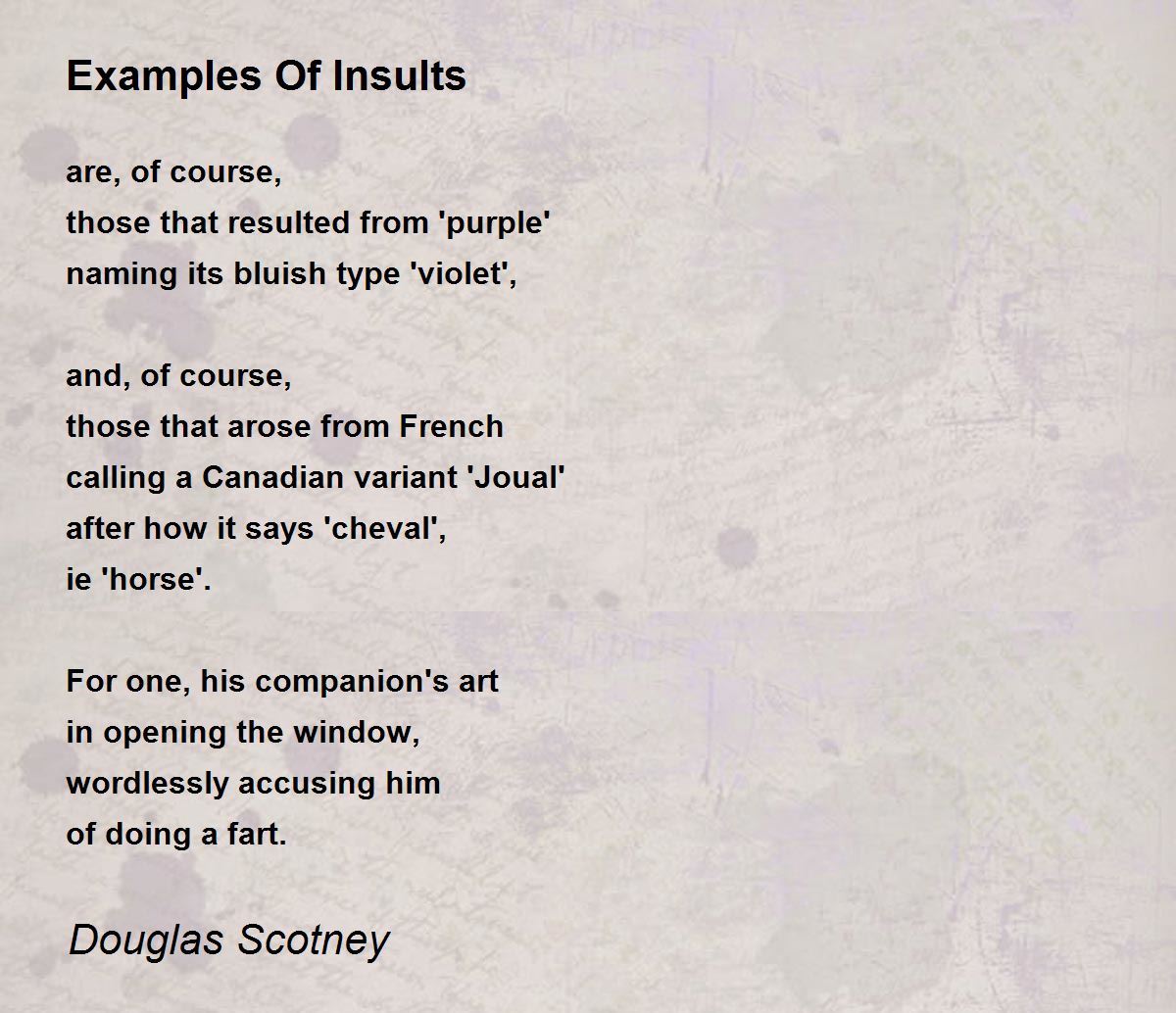 Examples Of Insults Poem By Douglas Scotney