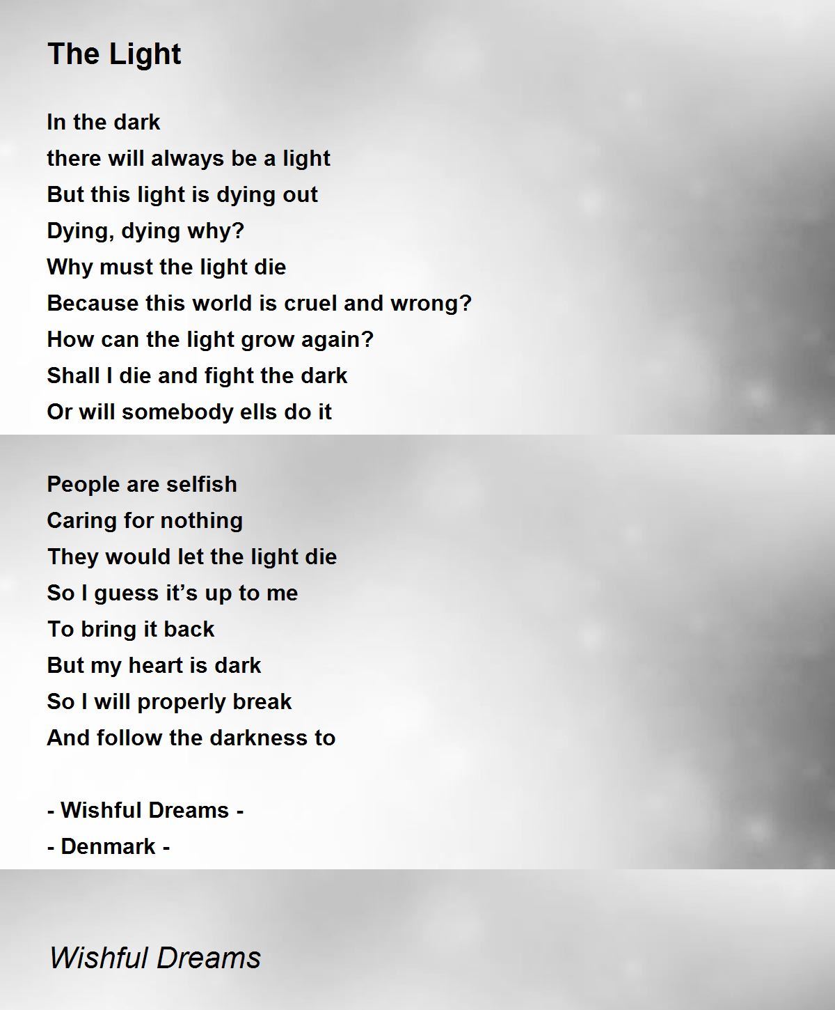 The Light Poem By Wishful Dreams
