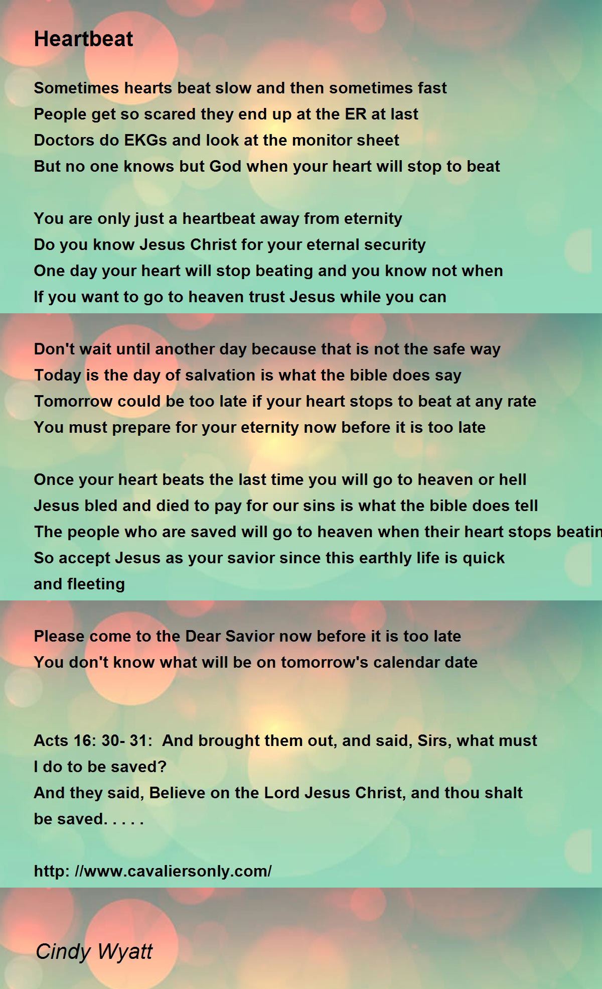 lige ud Den sandsynlige Et bestemt Heartbeat - Heartbeat Poem by Cindy Wyatt