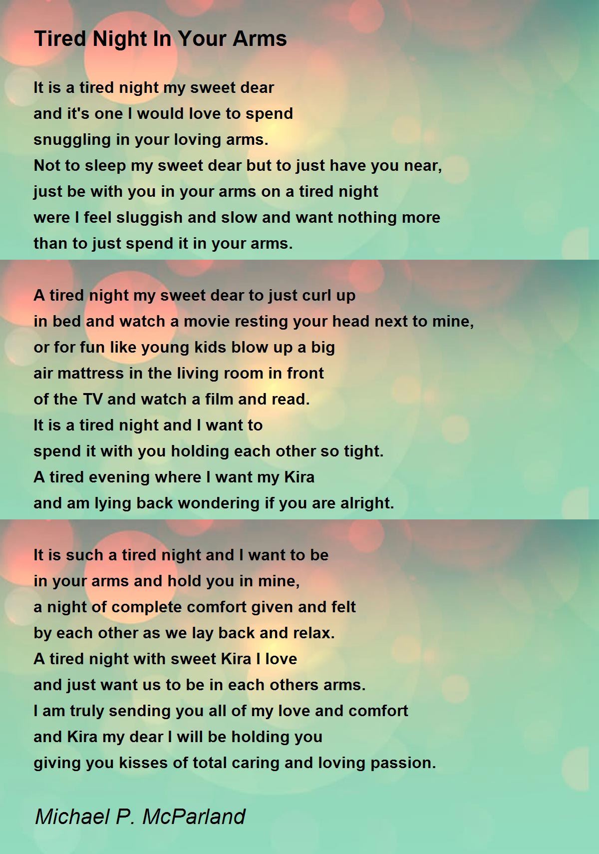Spending The Night With You - Spending The Night With You Poem by Michael  P. McParland