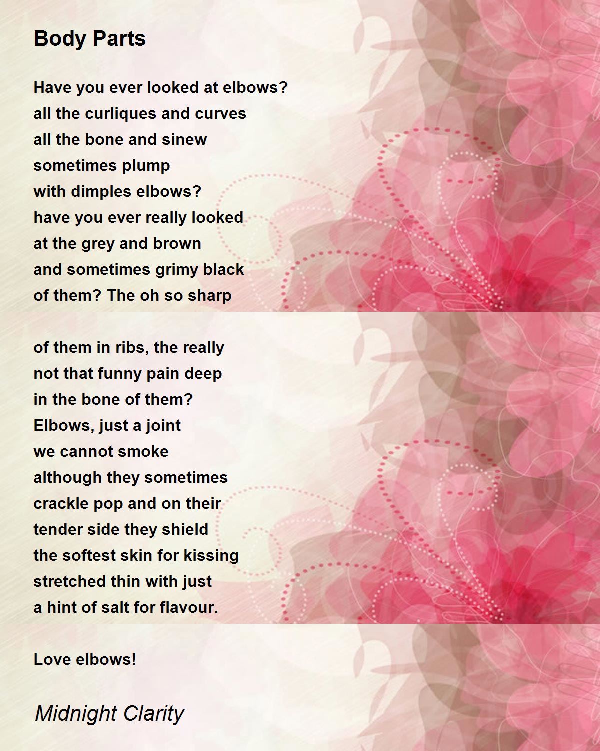 Body Parts - Body Parts Poem by Midnight Clarity