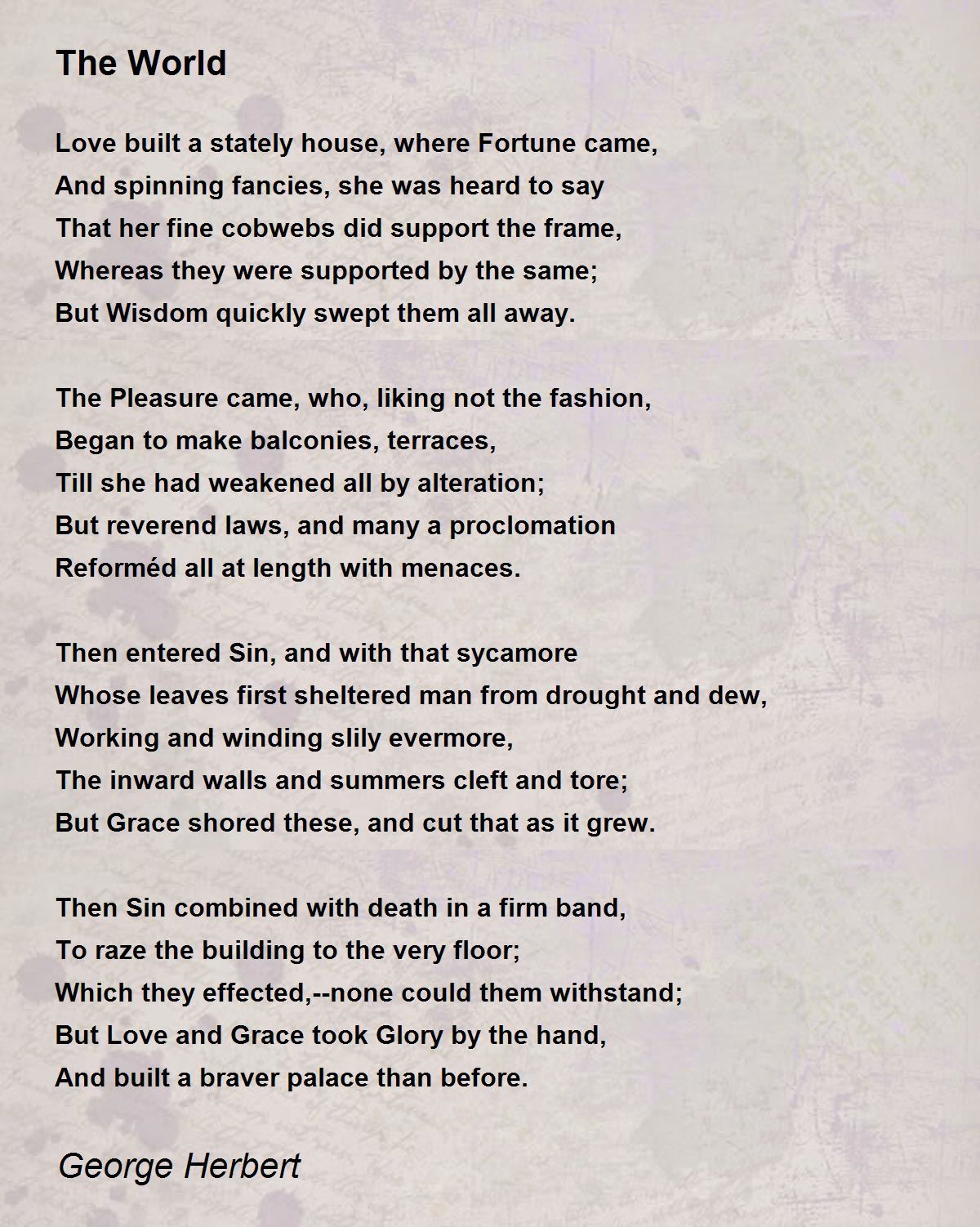 The World Poem By George Herbert