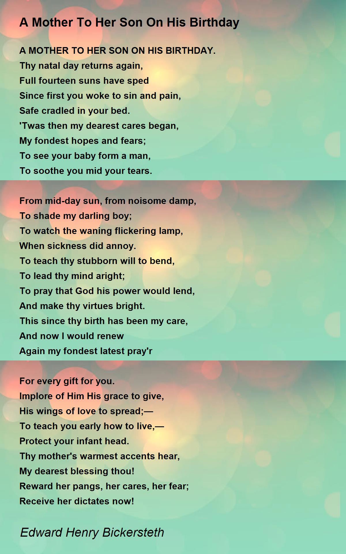 from mother to son poem
