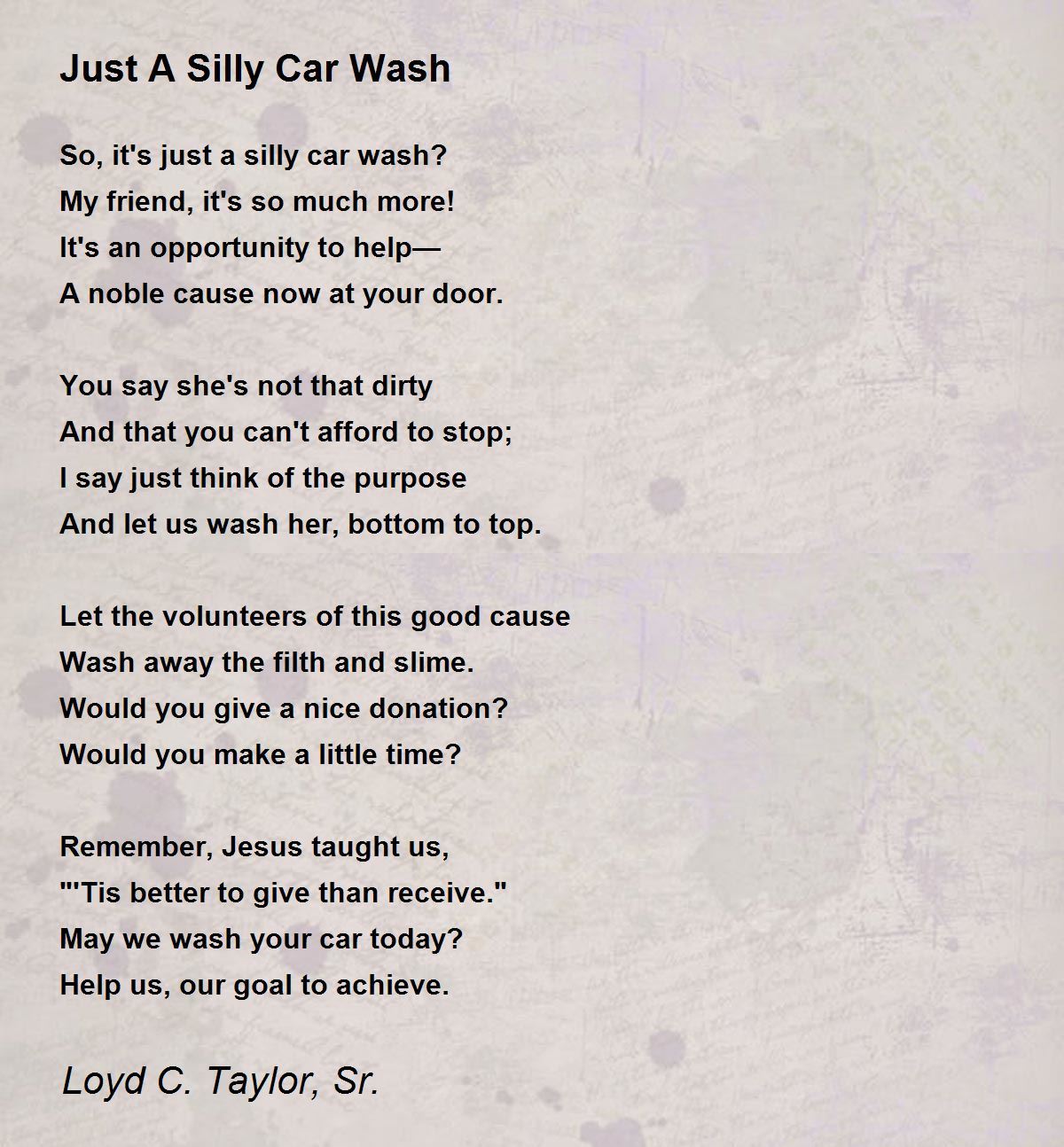 Just A Silly Car Wash - Just A Silly Car Wash Poem by Loyd C Taylor Sr