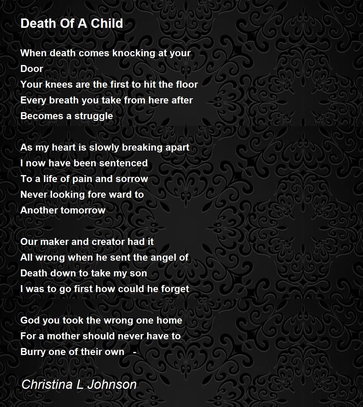 poems about death of a child