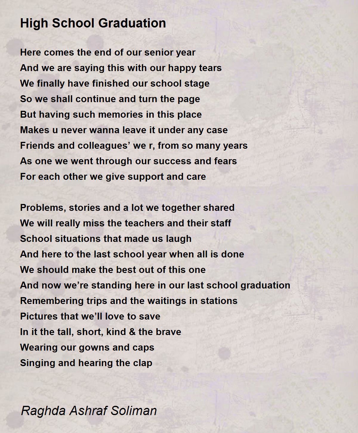 High School Graduation Poem By Raghda