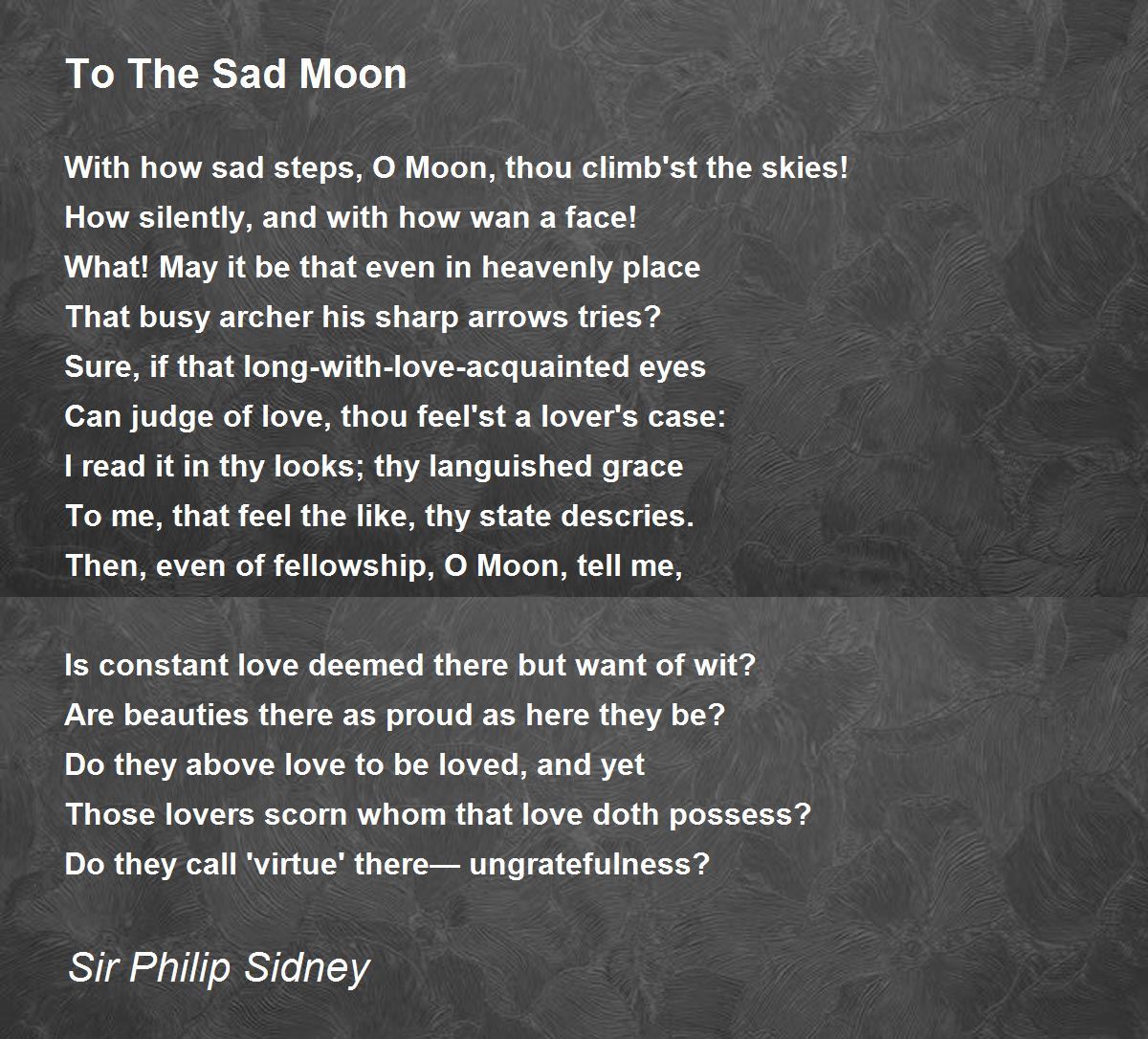 To The Sad Moon - To The Sad Moon Poem by Sir Philip Sidney