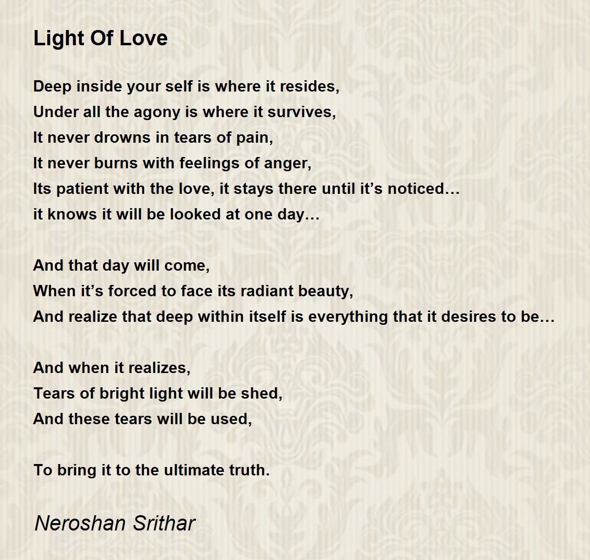 Light Of Love Poem By Neroshan Srithar