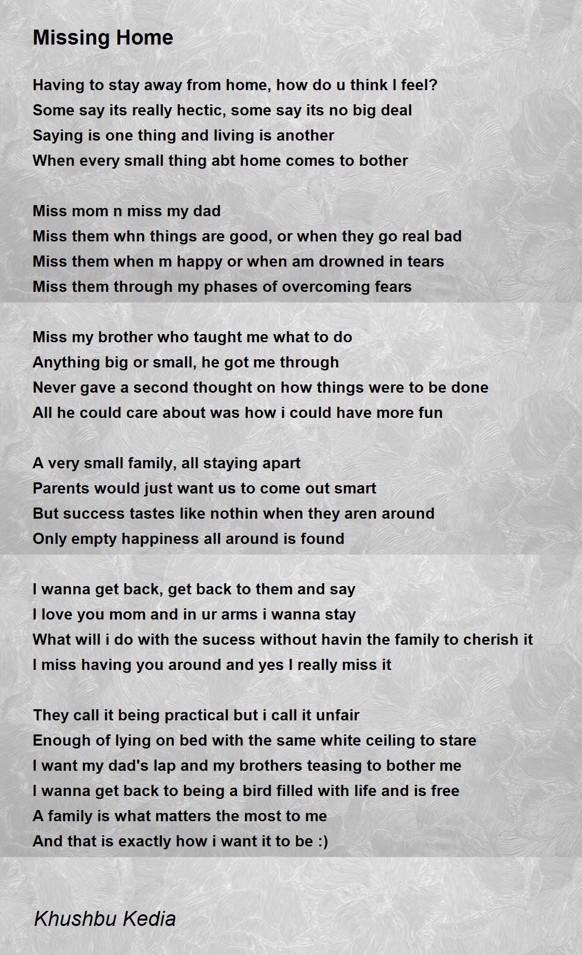 Missing Home Poem By Khushbu Kedia