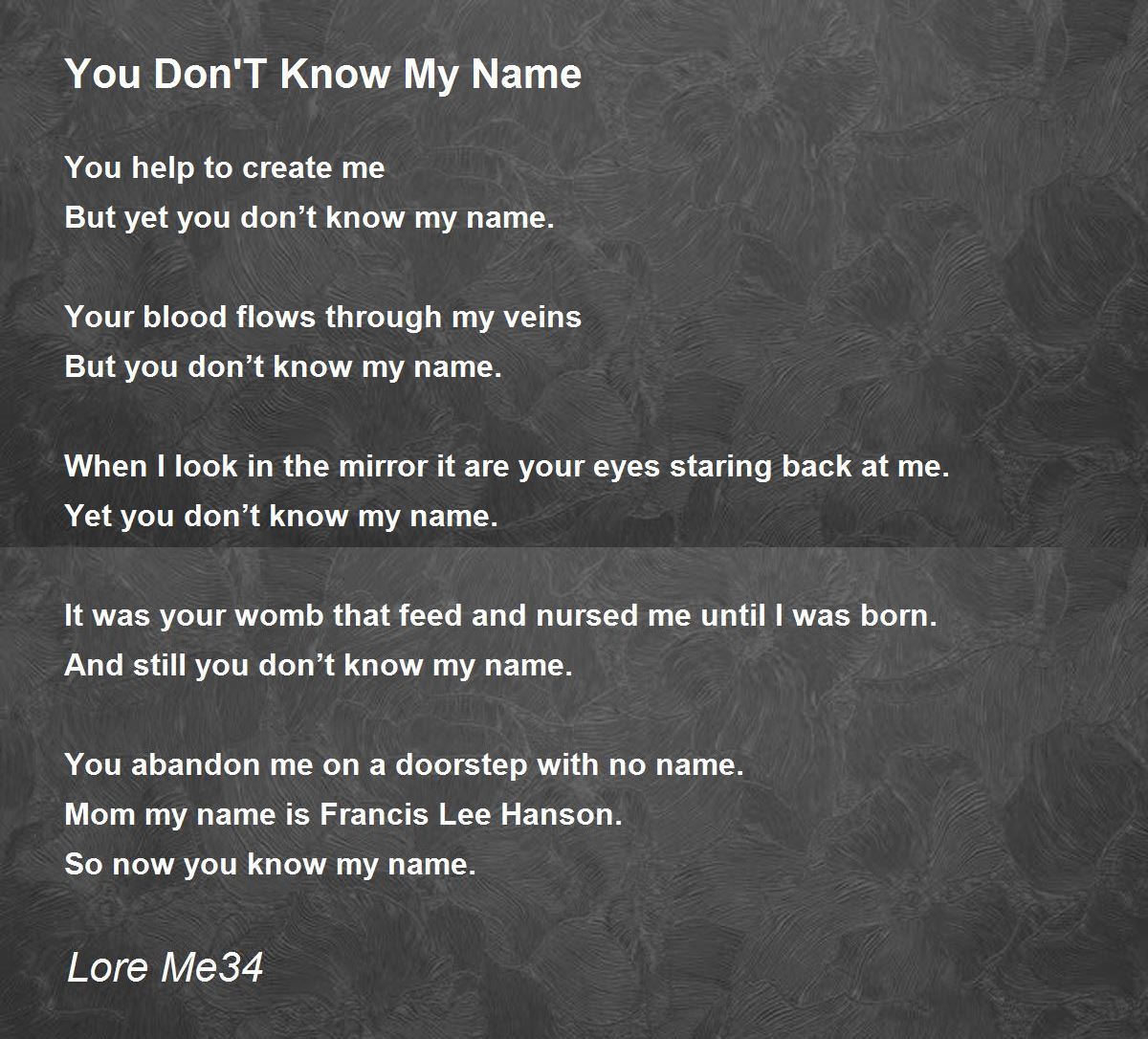 You Don't Know My Name