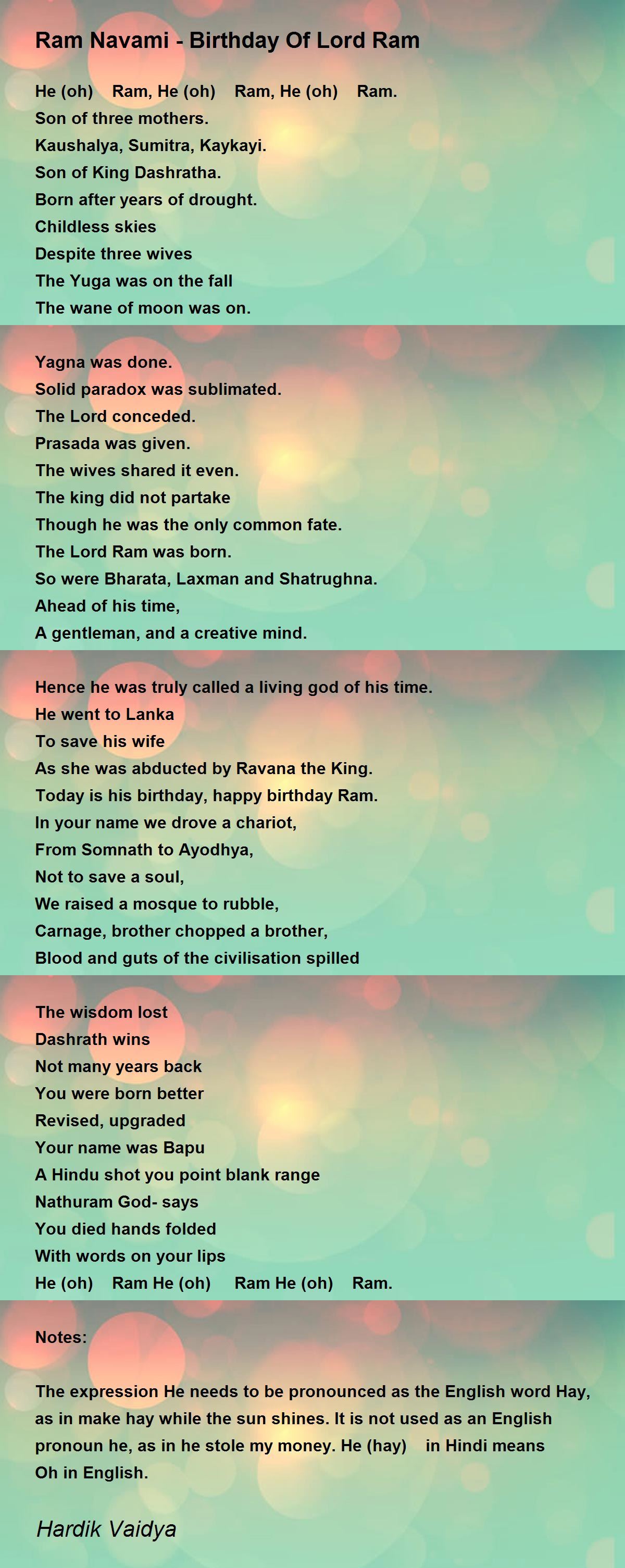 Tomhed Unravel Garanti Ram Navami - Birthday Of Lord Ram - Ram Navami - Birthday Of Lord Ram Poem  by Hardik Vaidya