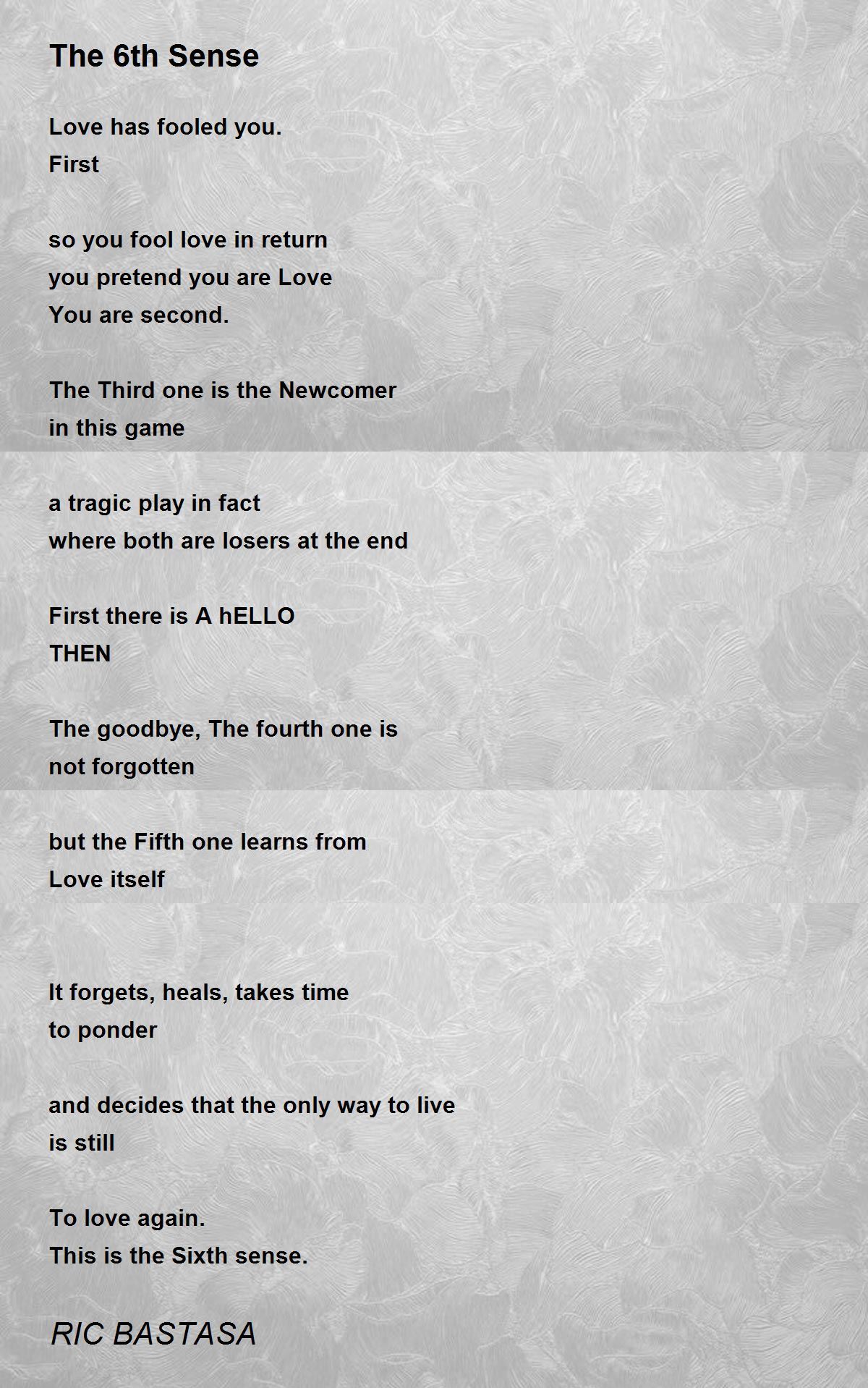The 6th Sense - The 6th Sense Poem by RIC BASTASA
